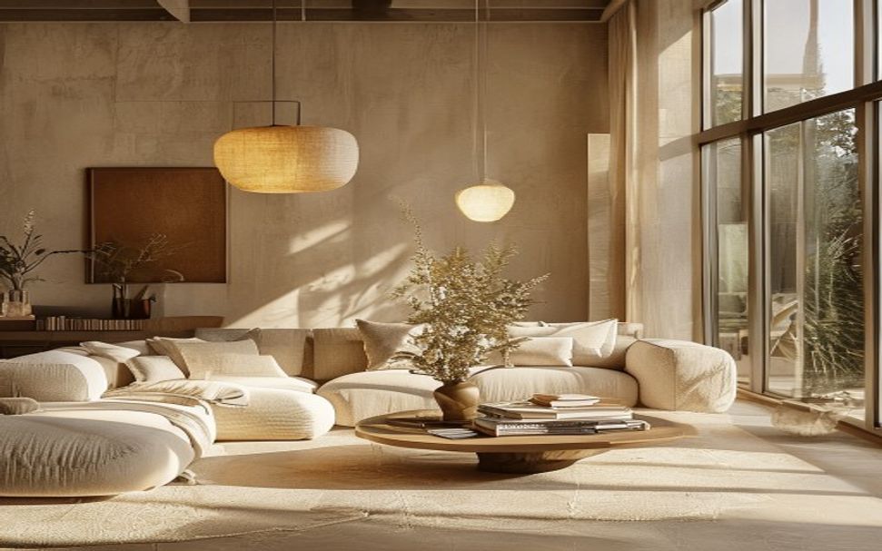 Calm, warmly lit interior visualization by LIWAN Studio